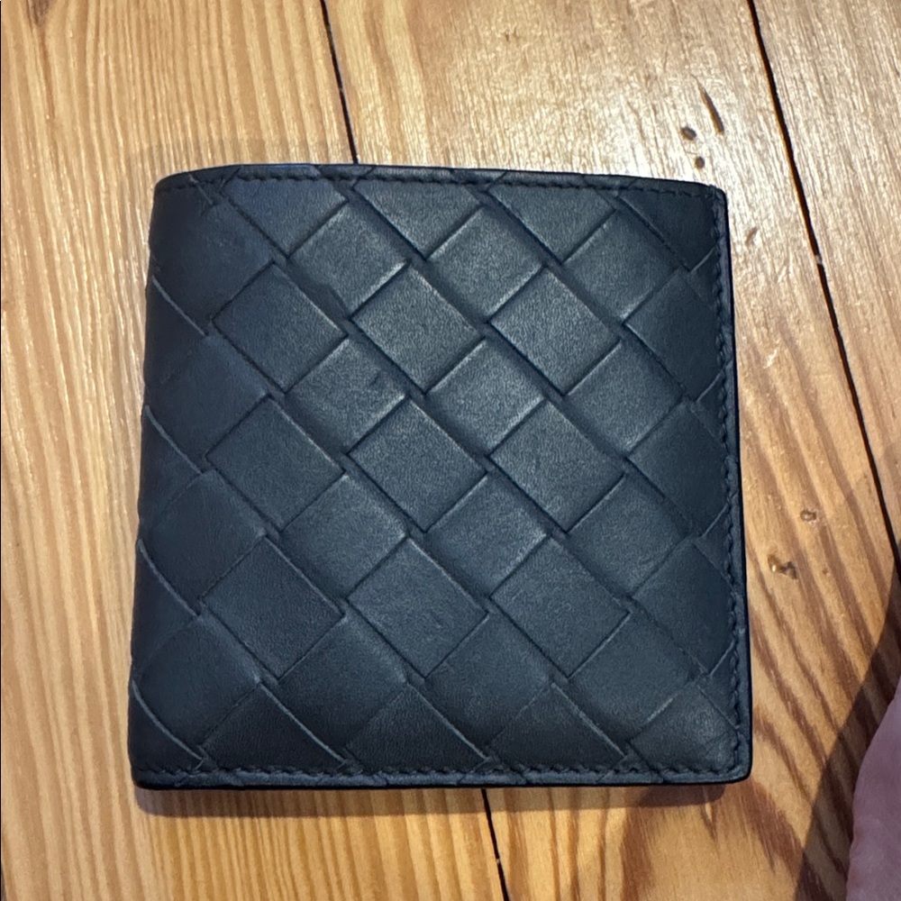 Bottega Veneta Blue Leather bifold wallet